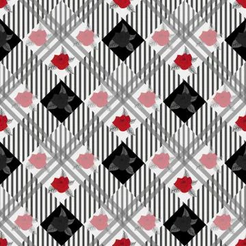 Seamless cute pattern in pretty flowers. Composite overlay. Floral arrangemen Stock Illustration