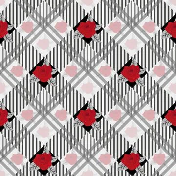 Seamless cute pattern in pretty flowers. Composite overlay. Floral arrangemen Stock Illustration