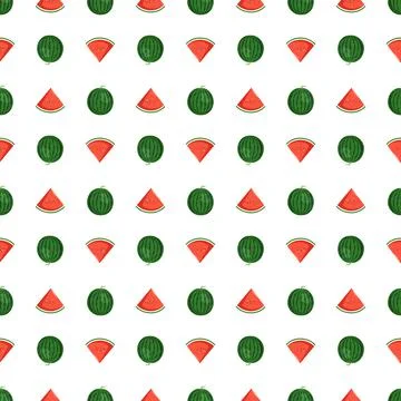 Seamless cute pattern with striped watermelons Stock Illustration