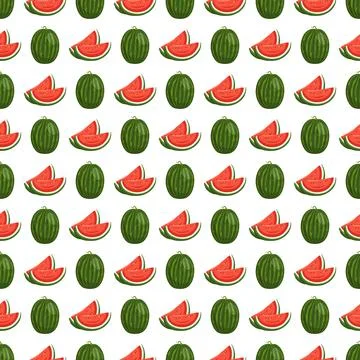 Seamless cute pattern with striped watermelons Illustrazione stock