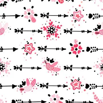 Seamless cute pattern for Valentine's day Stock Illustration