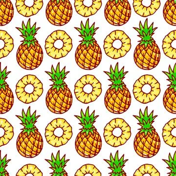 Seamless cute pineapple Stock Illustration