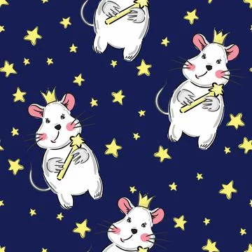 Seamless cute princess mouse and mice pattern vector illustration Illustrazione stock