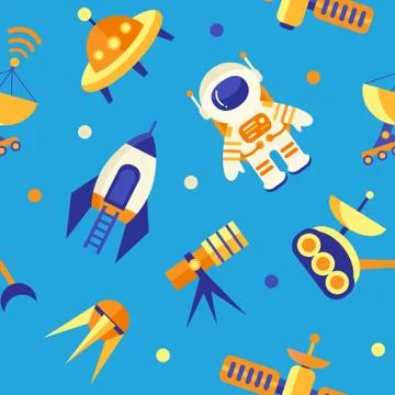 Seamless cute space pattern 스톡 일러스트