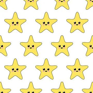Seamless cute star pattern on white background Stock Illustration