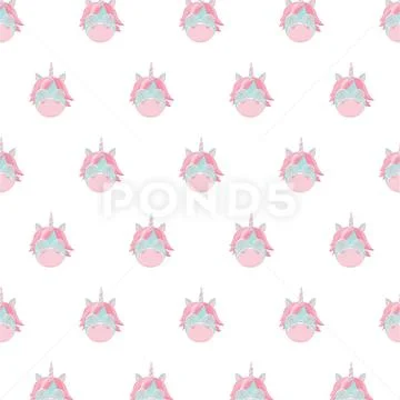 Seamless cute unicorn pattern. Stock Illustration