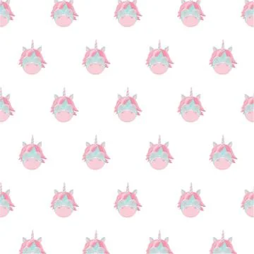 Seamless cute unicorn pattern. Stock Illustration