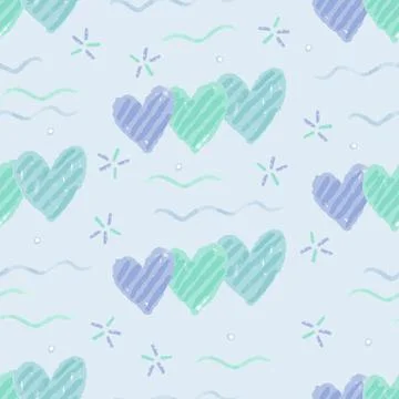 Seamless  cute valentine day pattern background with hand draw heart , valent Stock Illustration