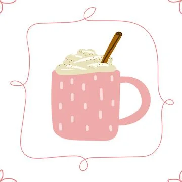 Seamless Cute vector Eggnog pattern Stock Illustration