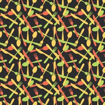 Seamless Cutlery Kitchen Silverware Pattern Illustrazione stock