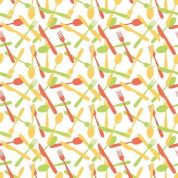Seamless Cutlery Silverware Pattern Stock Illustration