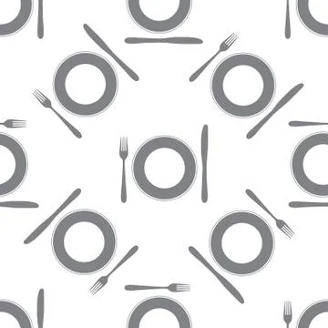 Seamless cutlery on white Stock Illustration