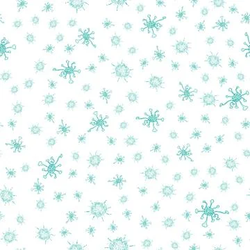 Seamless cyan patterns coronavirus on a white background. Vector illustration Stock Illustration