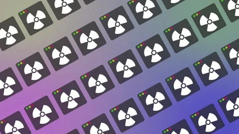 Seamless cybersecurity pattern with radiation hazard icons in browser windows. Stock Footage 328093497