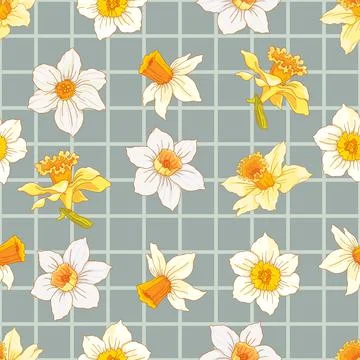 Seamless daffodils 스톡 일러스트