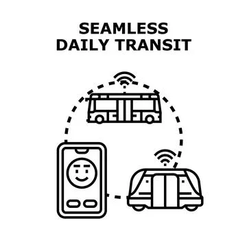 Seamless daily transit concept integrating urban public transportation Stock Illustration
