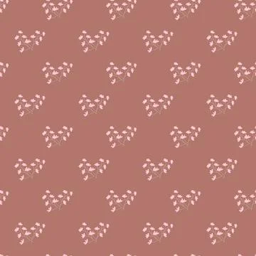 Seamless dainty pink floral pattern on brown background Stock Illustration