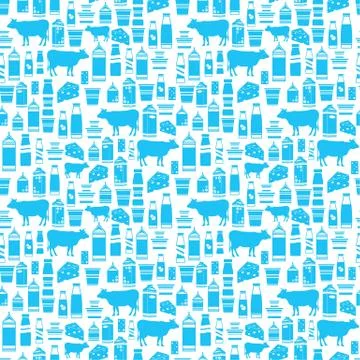 Seamless dairy products pattern Stock Illustration