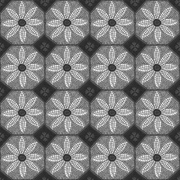 Seamless daisy ceramic mosaic Stock Illustration