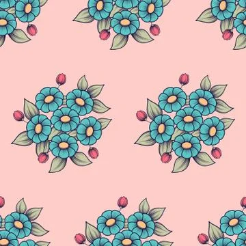 Seamless daisy cute background Stock Illustration