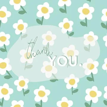 Seamless daisy flower pattern background with thank you word ,thank you card Stock Illustration