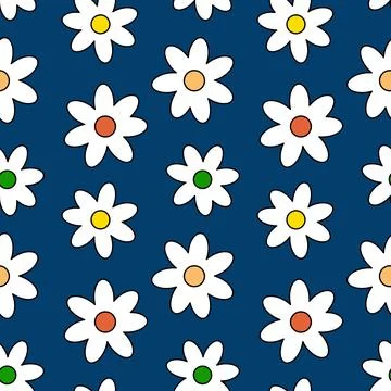 Seamless Daisy Pattern in Memphis Style Illustrazione stock