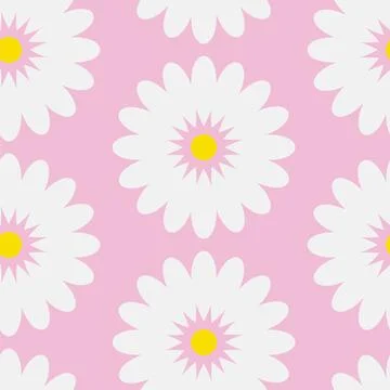 Seamless daisy pattern in simple geometric bold flowers. Floral chamomile Stock Illustration