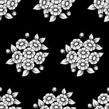 Seamless daisy white background Stock Illustration