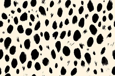 Seamless Dalmatian fur pattern featuring irregular dense black spots on white Stock Illustration