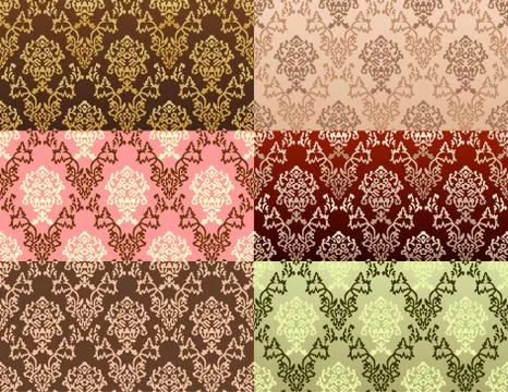 Seamless damask background Illustrazione stock