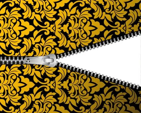 Seamless damask background with zipper Stock Illustration