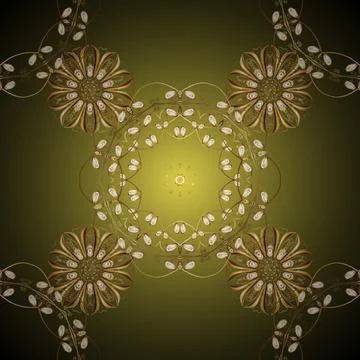 Seamless damask classic golden pattern. Vector abstract background with repeatin Stock Illustration