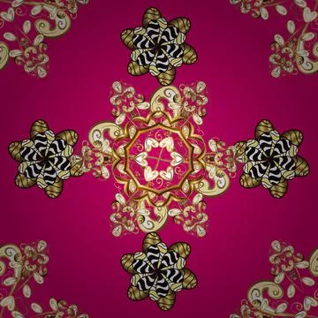 Seamless damask classic golden pattern. Vector abstract background with repeatin Stock Illustration