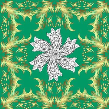 Seamless damask classic golden pattern. Abstract background with repeating eleme Illustrazione stock