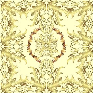 Seamless damask classic golden pattern. Vector illustration. Vector abstract bac Stock Illustration