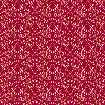 Seamless damask floral pattern. Baroque wallpaper. Vintage gold ornament on r Stock Illustration