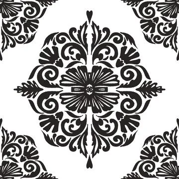 Seamless damask ornamental pattern in vector format. Vintage floral decorativ 스톡 일러스트