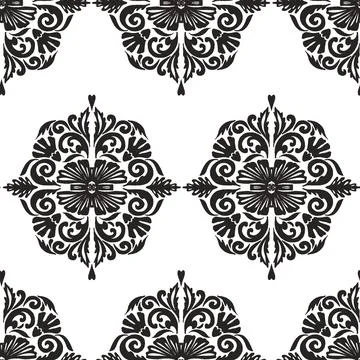 Seamless damask ornamental pattern in vector format. Vintage floral decorativ Illustrazione stock