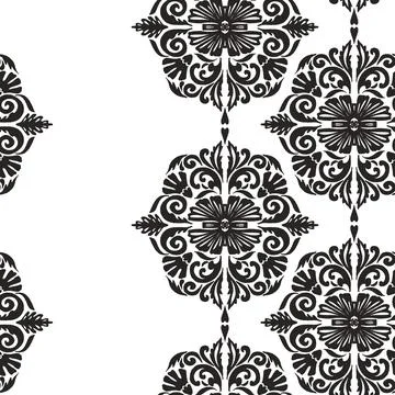 Seamless damask ornamental pattern in vector format. Vintage floral decorativ 库存插图