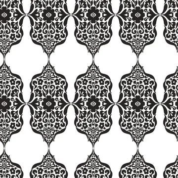 Seamless damask ornamental pattern in vector format. Vintage floral decorativ Illustrazione stock