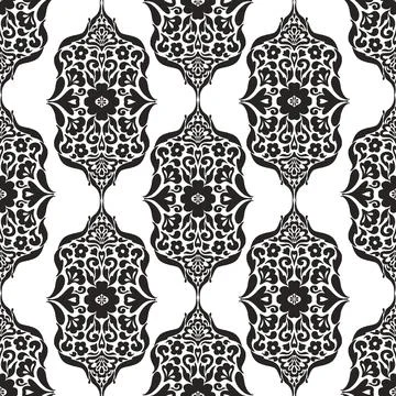 Seamless damask ornamental pattern in vector format. Vintage floral decorativ 스톡 일러스트