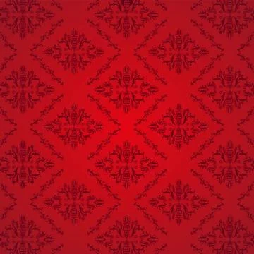 Seamless Damask Pattern Red Background Stock Illustration