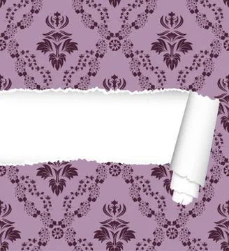 Seamless damask pattern with ripped copy-space Stock Illustration