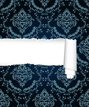 Seamless damask pattern with ripped copy-space Stock Illustration