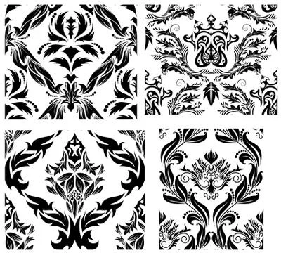 Seamless damask patterns set Illustrazione stock