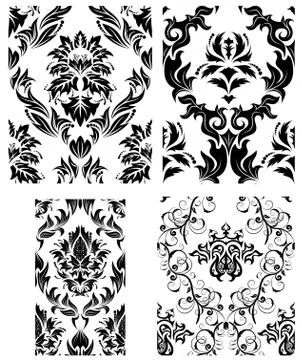 Seamless damask patterns set Illustrazione stock