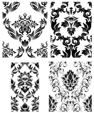 Seamless damask patterns set Illustrazione stock