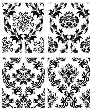 Seamless damask patterns set Illustrazione stock