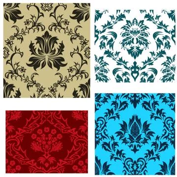 Seamless damask patterns set Illustrazione stock