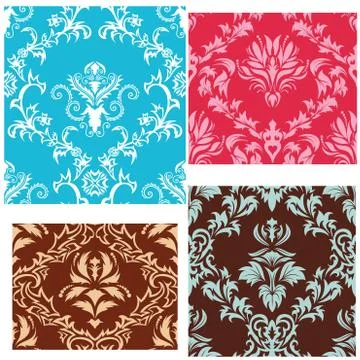 Seamless damask patterns set Illustrazione stock